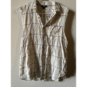 Paige Sleeveless Collar Button Down Plaid Shirt Women S